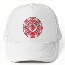 Red Valentine's Day Cupid and Hearts Trucker Hat