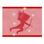 Red Valentine's Day Cupid and Hearts Post Cards