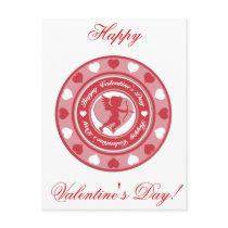 Red Valentine's Day Cupid and Hearts Postcards