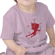 Red Valentine's Day Cupid and Hearts Tee Shirt
