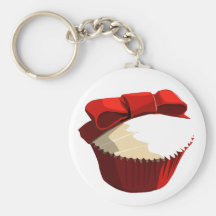 Red velvet cupcake with bow keychain