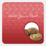 Red Velvet Damask Desserts Business Stickers