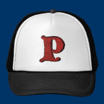 Red Velvet Vampire Font Initial Hats. hats
