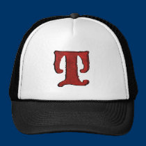 Red Velvet Vampire Font Initial Hats. hats