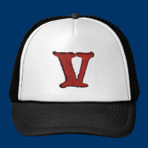 Red Velvet Vampire Font Initial Hats. hats