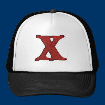 Red Velvet Vampire Font Initial Hats. hats