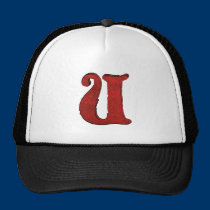 Red Velvet Vampire Font Initial Hats. hats