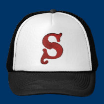 Red Velvet Vampire Font Initial Hats. hats
