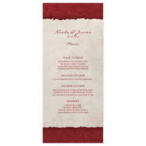 Red Vintage Country Wedding Menu Custom Invitations