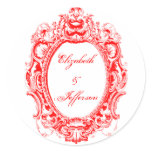 Red Vintage Frame Monogrammed Stickers