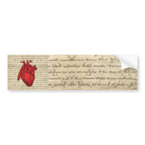 Red vintage heart bumper stickers