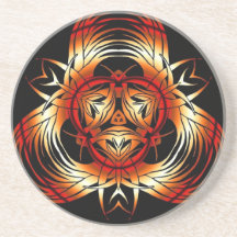 red vs black tribal warped drink coasters