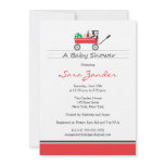 Red Wagon Baby Shower Invitation