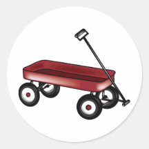 Red Wagon Round Sticker