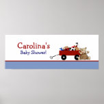 Red Wagon Teddy Bear Personalized Banner posters