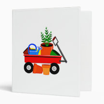 Red Wagon with Plants & Garden Tools 3 Ring Binder