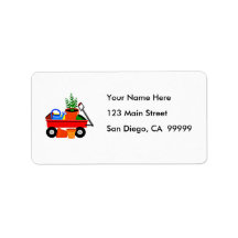 Red Wagon with Plants & Garden Tools Personalized Address Label