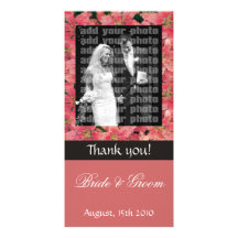 Red Watercolor Lilies Wedding Photo Card
