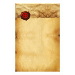RED WAX SEAL PARCHMENT Monogram Stationery