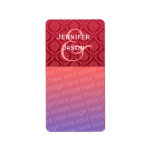 Red Wedding Damask Personalized Address Label