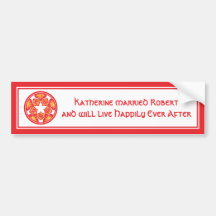 Red Wedding Decorative Floral Tiles Bumper Sticker