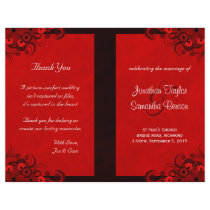 Red Wedding Program Ceremony and Wedding Party Personalized Flyer