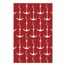 Red White Anchor Print Stationery Paper