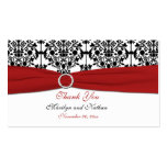 Red, White and Black Damask Wedding Favour Tag Business Cards