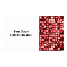 Red, White And Black Funky Retro Tiles Pattern Business Cards