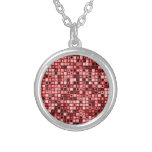Red, White And Black Funky Retro Tiles Pattern Custom Necklace
