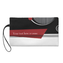 Red White and Black Geometric Bagette Wristlet