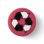 Red, white and Black recycle logo button
