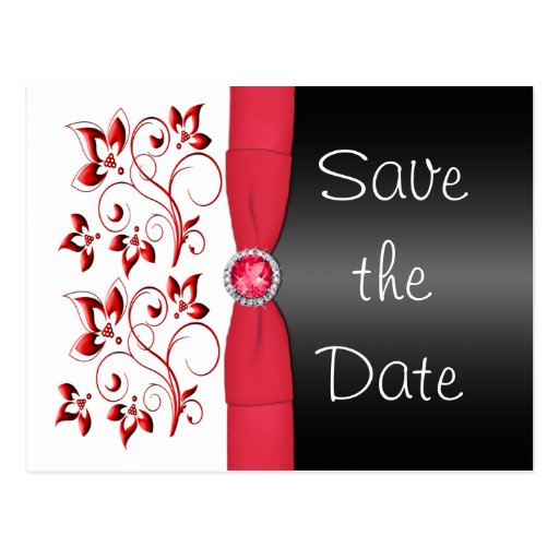Red, White, and Black Save the Date Postcard Zazzle