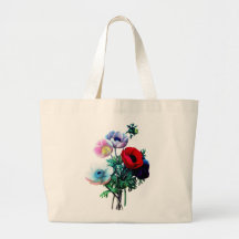 Red White And Blue Anemones by Redoute Bag