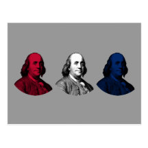 Red, White, and Blue -- Ben Franklin Post Card