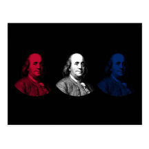 Red, White, and Blue -- Ben Franklin Post Card