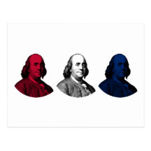 Red, White, and Blue -- Ben Franklin Postcards