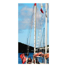 Red, White and Blue Boat at St. Thomas Photo Card Template