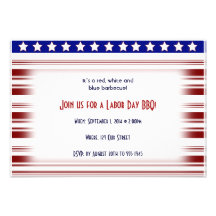 Red White and Blue Candystripe Labour Day Personalized Invite