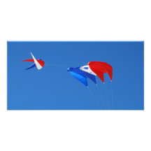 Red, White, And Blue Kite Customized Photo Card