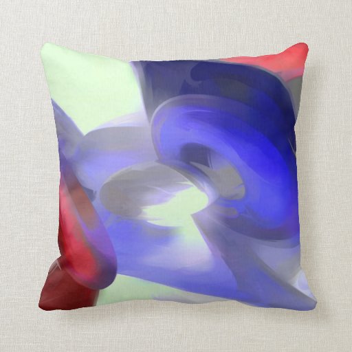 Red, White and Blue Pastel Abstract Pillow