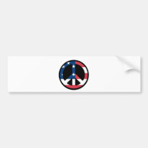 RED WHITE AND BLUE PEACE SIGN BUMPER STICKER