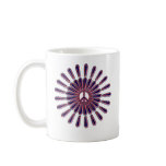 RED WHITE AND BLUE PEACE SIGN FLOWER MUG