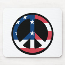 RED WHITE AND BLUE PEACE SIGN MOUSEPAD