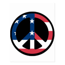 RED WHITE AND BLUE PEACE SIGN POST CARDS