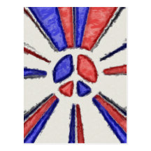 Red White and Blue Peace Sign Postcard