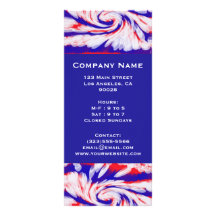red white and blue personalized rack card