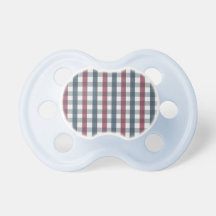 Red White and Blue Plaid Pattern Baby Pacifiers