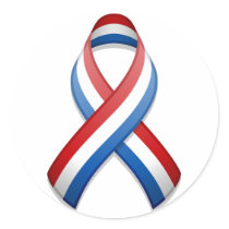 Red, White, and Blue Ribbon Round Sticker