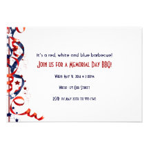 Red White and Blue Ribbons and Stars Invites